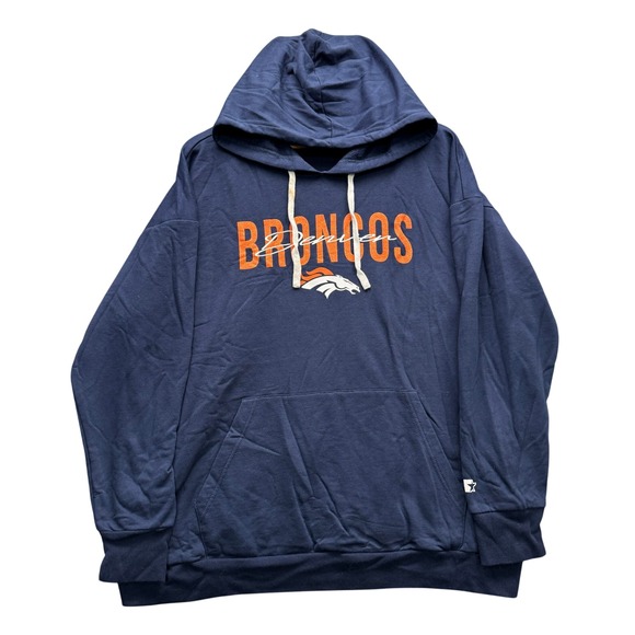 STARTER Other - Starter Denver Broncos Hoodie Men's XXL Navy Blue Pullover Sweatshirt
